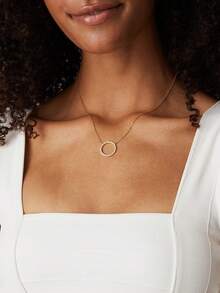 1pc S925 Sterling Silver Minimalist Elegant Hollow Circle Necklace, Skin-Friendly And Hypoallergenic, Highlights Your Unique Charm - Rose Gold - View 3