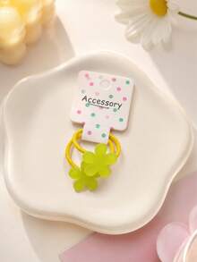 2pcs Girls Neon Color Contrast Star Heart Flower Thumb Hair Ties Suitable For Daily Matching - Multicolor - View 9