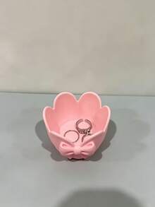 1/2件可愛粉色蝴蝶結托盤髮飾收納盒，小型桌面收納托盤，適合嬰兒女童髮夾與髮圈，育兒室迷你裝飾珠寶收納架 - 彩色 - 查看 10