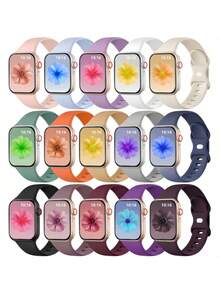 15pcs Soft Silicone Watch Bands, Compatible With Apple Watch 40mm 46mm 41mm 38mm 45mm 44mm 42mm 49mm, Unisex, Waterproof Sports Replacement Wristbands, Suitable For SE Series 11 10 9 8 7 6 5 4 3 2 1 - Multicolor - View 8