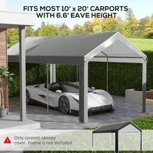 10 X 20ft Carport Roof, UV Resistant Canopy Replacement, Fits 84C-378V00 And 84C-206 Series, Dark Gray - 235.75 L X 117.25 W - View 2