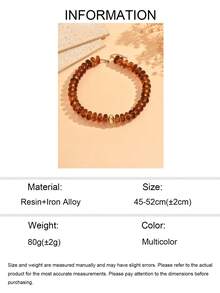 1pc Vintage Elegant Amber Beaded Necklace, Flat Round Bead Design Women's Neck Jewelry, Gentle Elegant Versatile Style, Suitable For Mature Style, Daily Commute, Dating And Vacation Wear, Bead Count And Color Shade Are Random And Not Fixed - Multicolor - View 5
