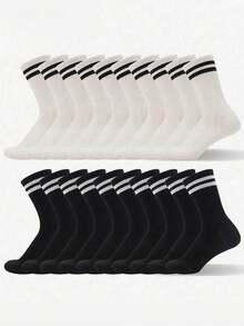 1/5/6/10 Pairs Unisex Casual Minimalist Fashion Versatile Sweat-Absorbing Breathable Mid-Calf Socks Couple Mid-Length Socks - Multicolor - View 3