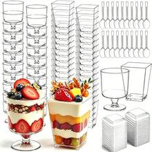 430 Pack 5 Ounce Clear Disposable Dessert Cups With Lids And Spoons Parfait Cups, Shooter Cups, Square Appetizer Cups, For Ice Cream Yogurt Pudding - Multicolor - View 1