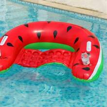 1pc Adult Inflatable Pool Float, Pool Chair With Armrests And 2 Cup Holders, Inflatable Floating Chair For Summer Water Leisure, Pool Party And Beach Activities - A - View 2