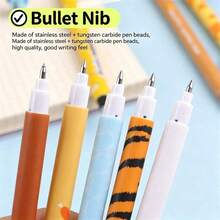 6/12pcs Animal Blue Erasable Gel Pens, Penguin, Bee, Cow, Koala, Panda And More Cute Cartoon Designs, 0.7mm Black Neutral Ink, Easy To Erase, Removable Cap For Elementary Students - Multicolor - View 9