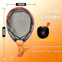 HASIDA Butterfly Bait Fishing Landing Net, Silicone Coated Mesh, Ultra-Lightweight Portable Pocket-Sized Folding Short Handle Fish Net - Black - View 5