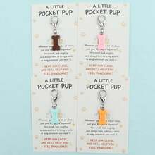 4pcs/8pcs 4 Pastel Dog Bone Enamel Charm Keychain With "A Little Pocket Pup" Cheer-Up Paper Card - Dog Lover Positive Pocket Hug Gift - Multicolor - View 2