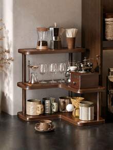 Three-Tier Wooden Shelving Unit, Desktop Cosmetics Organizer, Beauty And Skincare Product Display Rack, Multifunctional Spice Rack And Countertop Organizer, Suitable For Bedrooms, Bathrooms, And Home Organization, Freestanding Shelving Unit - Multicolor - View 3