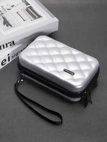 Bolso Bandolera Minimalista Mini con Diseño de Rombo, Carcasa Rígida de PVC Resistente al Agua, Casual y Versátil para Hombres - Plateado - Ver 4