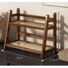 Kệ lưu trữ hai tầng bằng tre, giá đỡ tách trà và tách cà phê, kệ gia vị, giá để hoa và kệ sách, phù hợp cho nhà bếp, văn phòng và các nơi khác, thoát nước nhanh và thông thoáng, chống ẩm và chống mốc - Nhiều màu - Xem 11