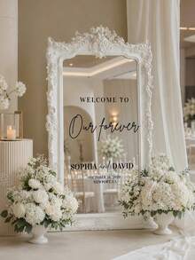 客製化婚禮歡迎牌 婚禮鏡面貼紙 Welcome To Our Wedding 乙烯基字母貼紙 可移除 Our Love Story 貼紙 婚禮標示牌 客人貼紙 接待用品 - 彩色 - 查看 4