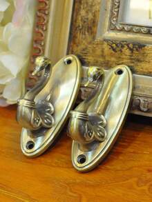 2pcs Swan-Shaped Vintage Metal Wall Hooks,Hooks, Curtain Hooks, Traditional Style, Easy-To-Install Fasteners,Animal Shape Hook, Curtain Decoration Accessories, Decorative Wall Hanging Hooks, Wall Decorations, Wall Mounted Coat Hooks, Hooks, - Multicolor - View 9