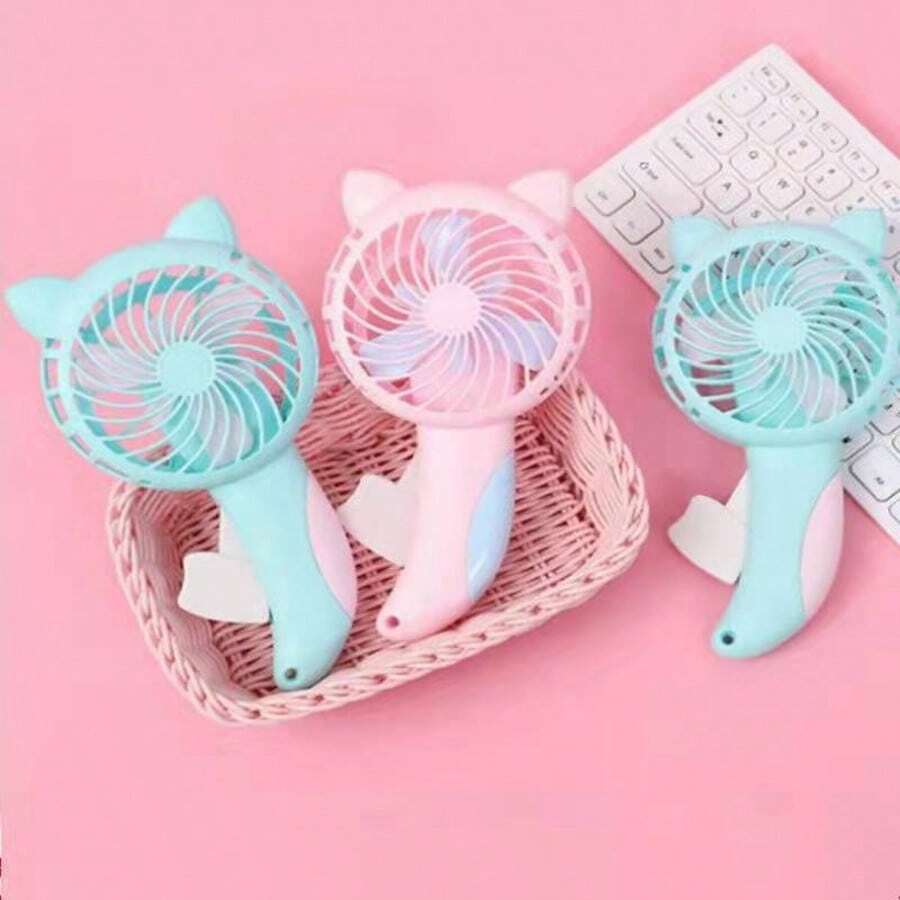 Cute Cartoon Hand-Pressed Mini Fan, Portable Manual Hand-Crank Handheld Fan, No Battery Required Pocket-Sized Hand Fan, Suitable For Outdoor Travel