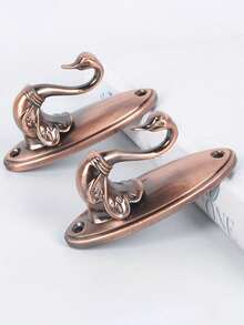 2pcs Swan-Shaped Vintage Metal Wall Hooks,Hooks, Curtain Hooks, Traditional Style, Easy-To-Install Fasteners,Animal Shape Hook, Curtain Decoration Accessories, Decorative Wall Hanging Hooks, Wall Decorations, Wall Mounted Coat Hooks, Hooks, - Multicolor - View 6