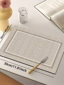 1pc Light Brown Minimalist Woven Border Pattern 3.5mm Soft Rubber Kitchen Rug, Dirt-Resistant Hallway Carpet, Bathroom Mat, Can Be Used As Outdoor Doormat And Indoor Mat - View 15