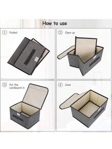 2pcs/1pc Foldable Clothes Storage Basket, Portable Storage Box For Clothes, Underwear, Socks And Other Items, Dust-Proof And Moisture-Proof Wardrobe Storage Device, Miscellaneous Storage Bag, Vanity Organizer, Dormitory Clothes, Toys, Books, Snacks And Miscellaneous Storage Tool, Linen Foldable Storage Container, Multi-Functional Home Storage Box, Clothes Organizer - Multicolor - View 8