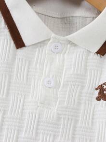 2pcs/Set Boys Autumn/Winter Fashion Cute POLO Collar Long Sleeve T-Shirt And Casual Long Pants Set - White - View 6