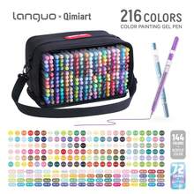 Languo 216 Farben (144 Acrylfarben + 72 Glitzerfarben) 72/54/36/24 Stücke Gelstift Set 1,0 mm feine Spitze Tagebuchstift PLUS bunte fluoreszierende Gelstifte Doodle handgezeichnete Zeitung Aquarellstifte große Kapazität starker 3D-Effekt - mehrfarbig - Übersicht 12