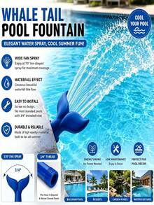 1pc Mermaid Tail Pool Fountain Nozzle, Whale Tail Pool Fountain, Threaded Pool Return Outlet, Direct Screw-On Installation, Uses Pool Circulation Water Pressure To Create Fan-Shaped Waterfall Water Curtain, Oxygenates Pool Water And Lowers Water Temperature, Creates Beautiful Water Landscape Decoration. Summer Essential. Dual Use For Outdoor Private Pool And Garden Water Landscape Decoration, Summer Pool Atmosphere Decoration Accessory. - Multiple Styles - View 3