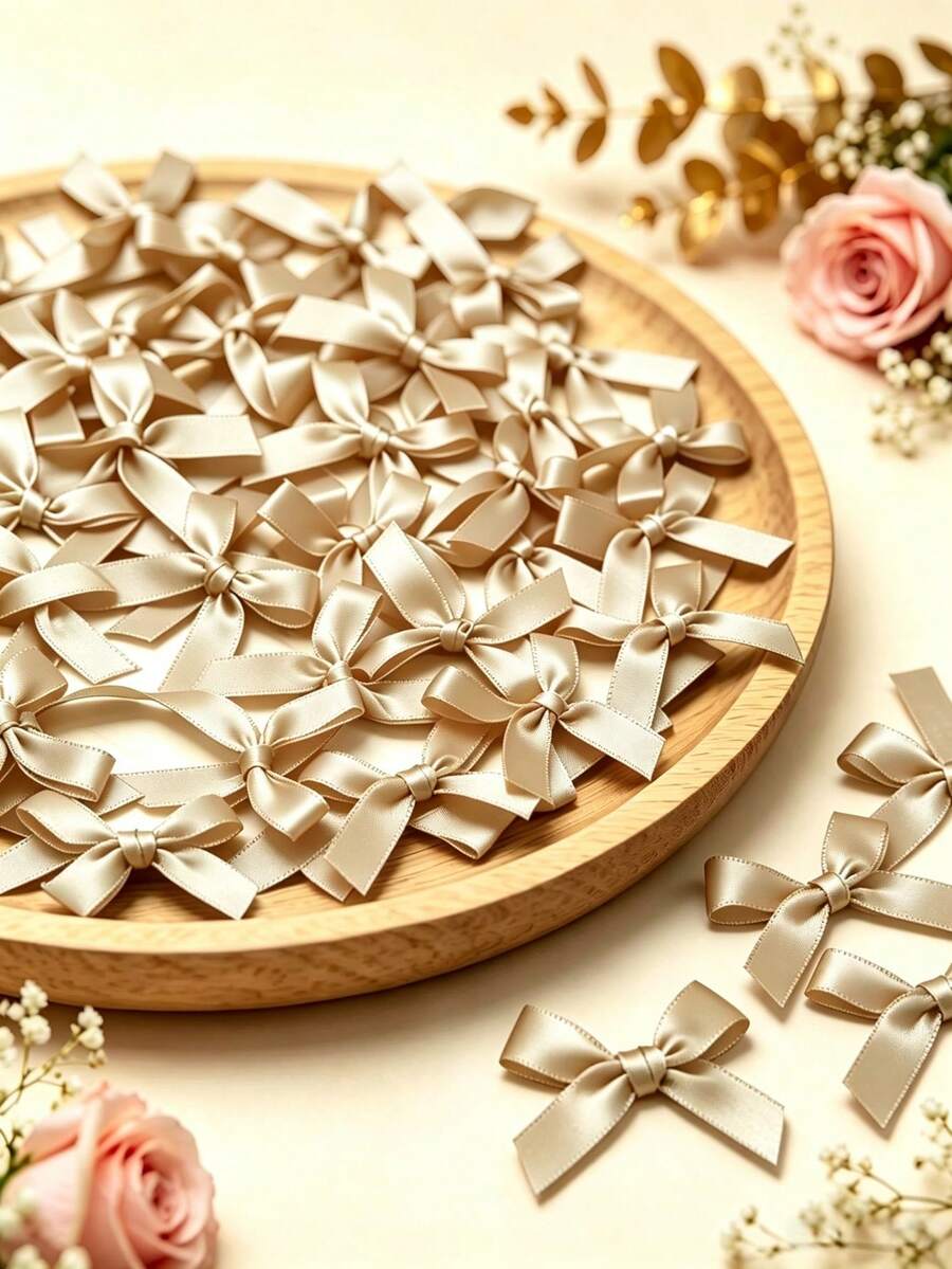 (100pcs/Pack, 50pcs/Pack) 4cm Ribbon Bows, Multiple Colors Available, Suitable For Gift Decoration And Hair Clip Headband Making, Valentine's Day Gift