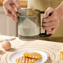 Handheld Powder Sieve Household Cup-Type Flour Sifter Semi-Automatic Handheld Flour Filter Sieve Single Layer Flour Sifter 1pc - Grey - View 11
