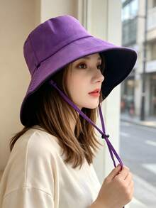 1pc Women's Reversible Minimalist Fashion Bucket Hat For Daily And Outdoor Wear - A - View 6