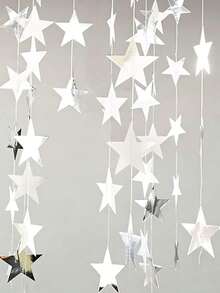 A 4-Meter Sparkling Star Decoration For Birthday Parties, With Blue, Silver, Gold, And Rose Gold Banners, Suitable For Home Decoration, Outdoor Decoration, Stage Decoration, Star Pendants, Back To School Season, Valentine's Day, Ramadan, Ramadan Deco - View 3