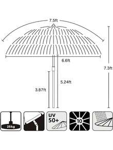 JZGZR 5ft Hula Thatched Tiki Patio Beach Hawaiian Style 10 Ribs UPF 50+ With Tilt Carry Bag Outdoor Tiki Bar, Tropical Palapa, Patio Garden Beach Pool Backyard White - Cloud Dance - View 6
