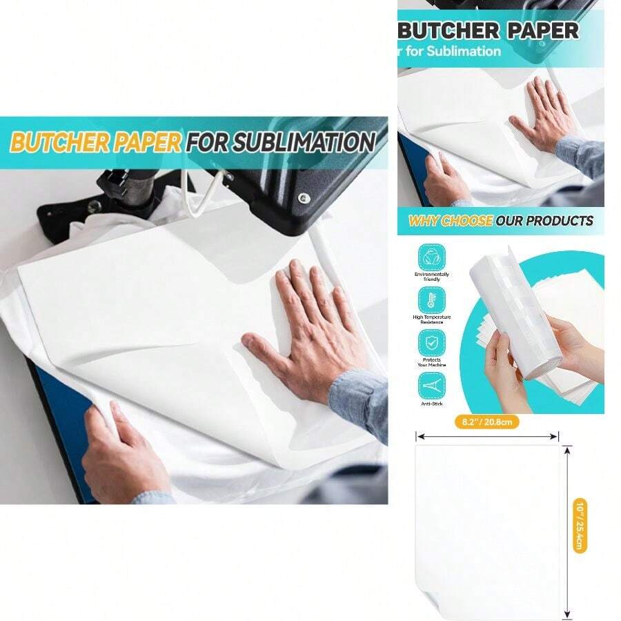 Sublimation Butcher Paper-8.2" X 10"-50sheets, 50 Pre-Cut Sheets Heat Press, Anti-Bleed Protective Liner Tumbler, Mug Bottle Sublimation, Non- - Multicolor - View 1