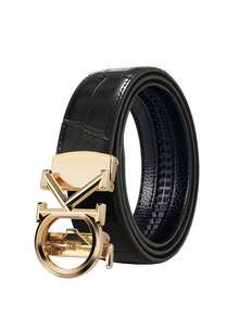 47-Inch Extended Men's PU Faux Leather Automatic Buckle Belt With Crocodile Texture, Suitable For Both Business And Casual Wear, And Can Be Paired With Formal Dress Pants. - Multicolor - View 8