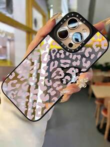 1件裝 化妝鏡手機殼，個性化豹紋全包覆 TPU 防震手機殼，適用於 Apple 18 17 16 15 14 13 12 11 Pro Max - 彩色 - 查看 3