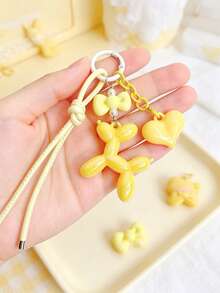 1pc Colorful Balloon Dog Keychain Pendant, Colorful Heart-Shaped Bag Charm - Multicolor - View 7