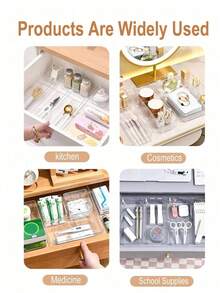 13/11/8/6/2/1 Compartment Transparent Plastic Drawer Storage Box Set, Multi-Compartment Desktop Vanity Organizer, Makeup Jewelry Storage Box, Suitable For Kitchen Bedroom Bathroom - Clear - View 4