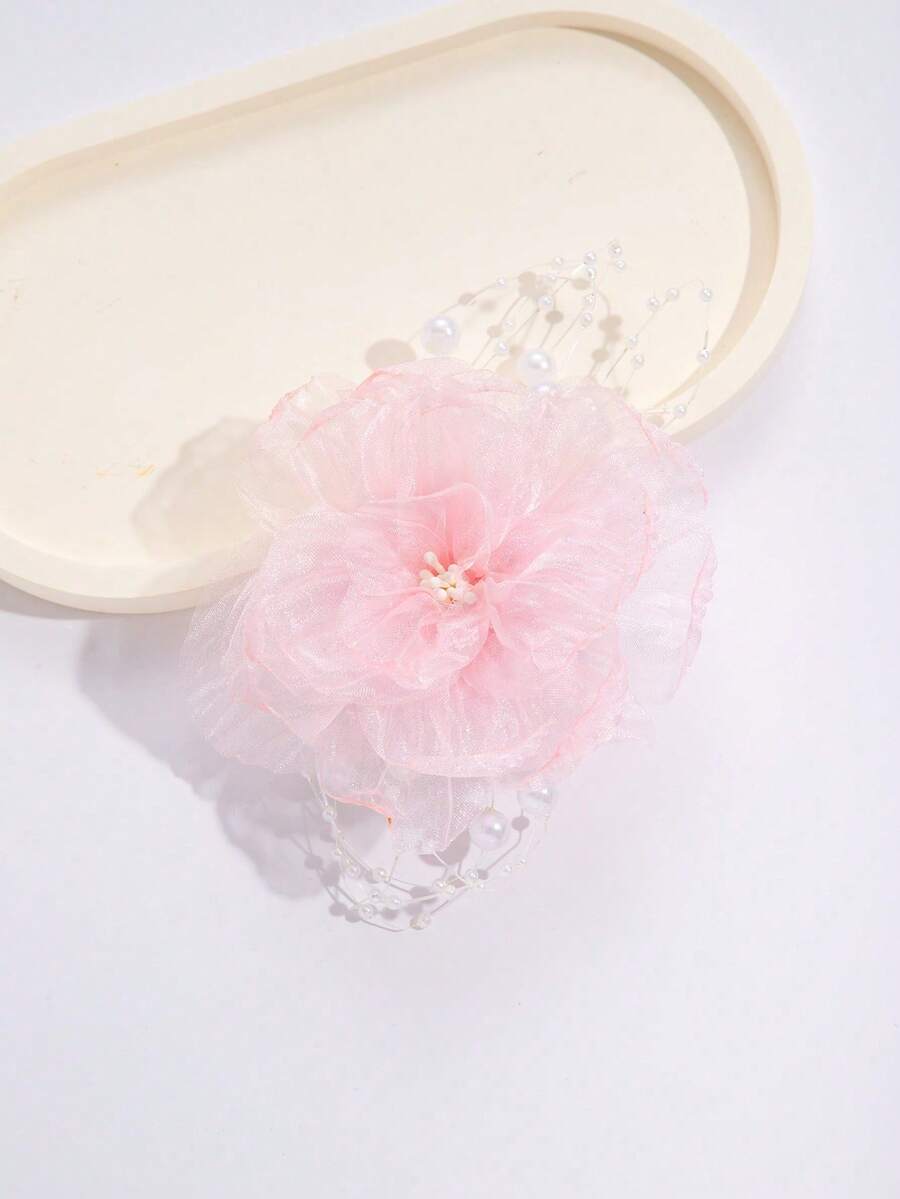 1pc Petal & Feather Fashion High-End Hair Clip - 淺粉色 - 查看 1