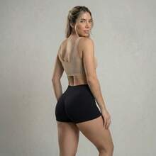 Kit 6 Shorts modeladores femininos de alta elasticidade, com efeito levanta bumbum, confortáveis e sem costuras. - Preto e Bege - Visão 8