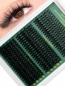 XSJ 270/290/300 Stück 10-16mm D Curl einlagige Cluster Kunstwimpern, 30D-100D gemischte dicke Wimpernverlängerungen, geeignet für Anfänger, tägliches, Feiertags- und Party-Make-up - D - Übersicht 4