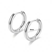 VOGRAC Stainless Steel Hoop Earrings, Available In 18K Gold And Silver, Minimalist Design, Comfortable And Easy To Pair For Everyday Wear - Silver - View 5