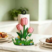 2D Flat Kitchen Towel Rack - 1 Beautiful Tulip Shaped Kitchen Towel Rack, Elegant And Beautiful Desktop Paper Towel Holder For Storage. Does Not Include Towels Or Fabric Storage Rack. Fun Gift. - Multicolor - View 5