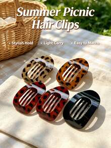 4PCS 2026 New Elegant Curved Flat Abalone Alligator Hair Clips, Large Size High-End Hair Claw Clips For Women's Back Head Updo - Multicolor - View 5