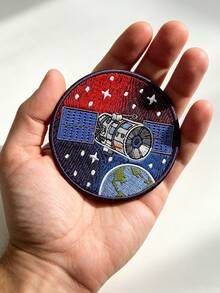 1pc Satellite In Space Patch Orbiting Earth Collectable Embroidered Iron-On - Multicolor - View 7