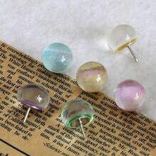 15Pcs/30Pcs Creative Transparent Glitter Ball Push Pins, INS Style Crystal Ball Shiny Thumbtacks, Suitable For Photo Wall Decoration, Felt Board Decoration, Cork Board Decoration, Bulletin Board Decoration - Random Color - View 5