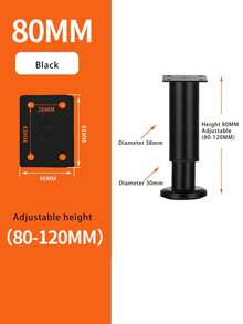 1pc Adjustable Stainless Steel Furniture Leg, Thickened Metal Replacement Leg With Screws, Suitable For Cabinets, Desks, Tables, Chairs, Sofas, Beds - Black - View 6