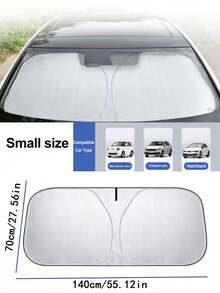 1pc Car Windshield Sun Shade, Upgraded Car Windshield Sun Shade [Cooling 55°F] With Heat Insulation Coating, Foldable Sun Umbrella With Flexible Handle And Ribs, Reflective Sun Shade Provides Ultimate Protection For Car Interior, Cool Reflective Sun Shade, Suitable For Cars, Off-Road Vehicles, Trucks, Small Sedans, SUVs And Hatchbacks. National Day Gift, Halloween Gift, Christmas Gift - Multicolor - View 4