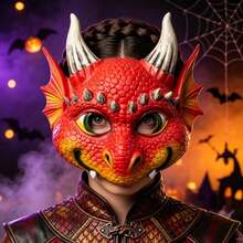 萬聖節火龍面具 PU 泡棉動物面具 嘉年華 Cosplay 道具 - 彩色 - 查看 2