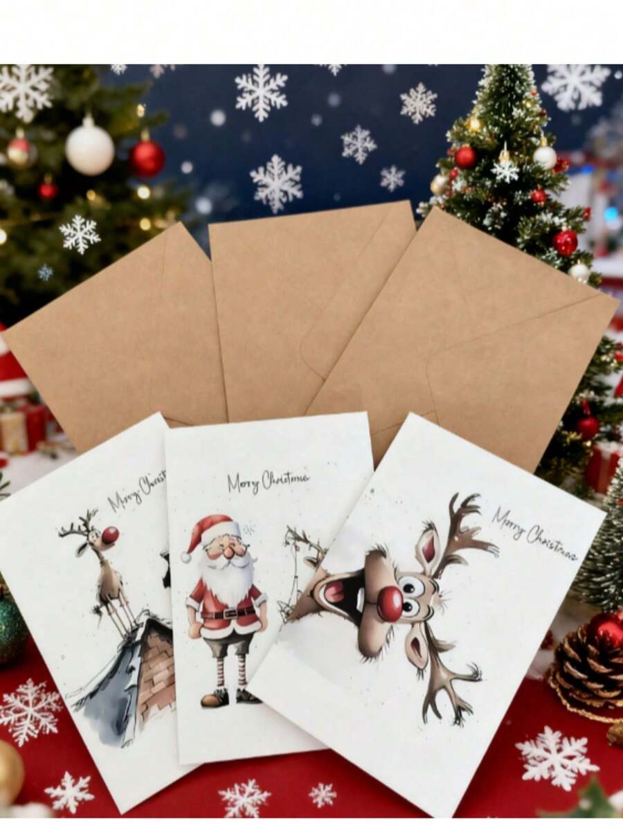 2/12 WhimsyWorks Fun Christmas Cards And Envelopes - Multiple Holiday Designs, Suitable For Family, Friends And Colleagues - Blank Inside, Can Be Filled With Personal Information - Perfect Choice For New Year, Congratulations And Thank You Occasions (1 Random Style)