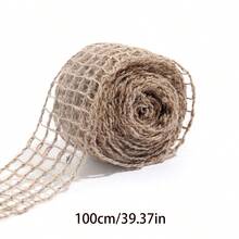 天然黃麻繩網格緞帶，DIY手工藝、婚禮裝飾與居家裝飾編織緞帶，禮物花卉蛋糕包裝緞帶，大地色米色紋理圖案，適用於節日派對與禮物包裝，手工材料 - 多色 - 查看 11