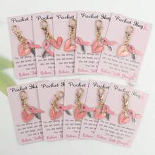 10pcs Pink Series Bow Tie Ribbon And Heart Keychain Set, With Encouragement Cards, For Gift Giving, Women's Inspirational Set, Positive Gift, Hope Gift - Multicolor - View 8