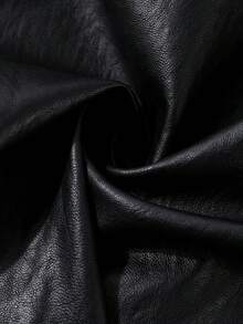 Jaket Kulit Panjang Sedang Gaya Korea Elegan 2026 Awal Musim Gugur Model Vintage Baru, Atasan Kancing Depan untuk Kuliah, Kantor, dan Pakaian Sehari-hari Musim Semi/Musim Gugur - Hitam - View 4