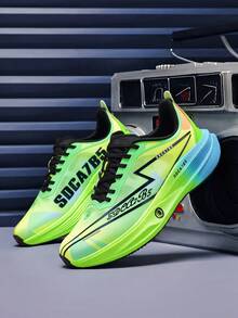 Men's Road Running Shoes, Lightweight & Breathable, Thick Sole With Rebound, Lace-Up Running Shoes Suitable For Jogging, Fitness, Marathon Long-Distance Running - Fluorescent Green - View 7